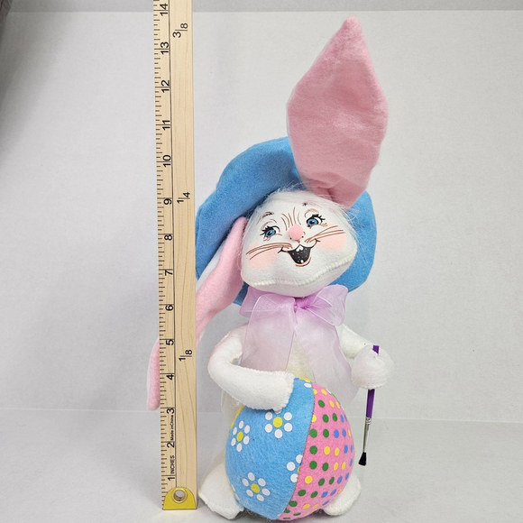 Annalee Artist Easter Bunny With Brush and Egg Blue Beret 2014 Whimsical Rabbit - Picture 15 of 15